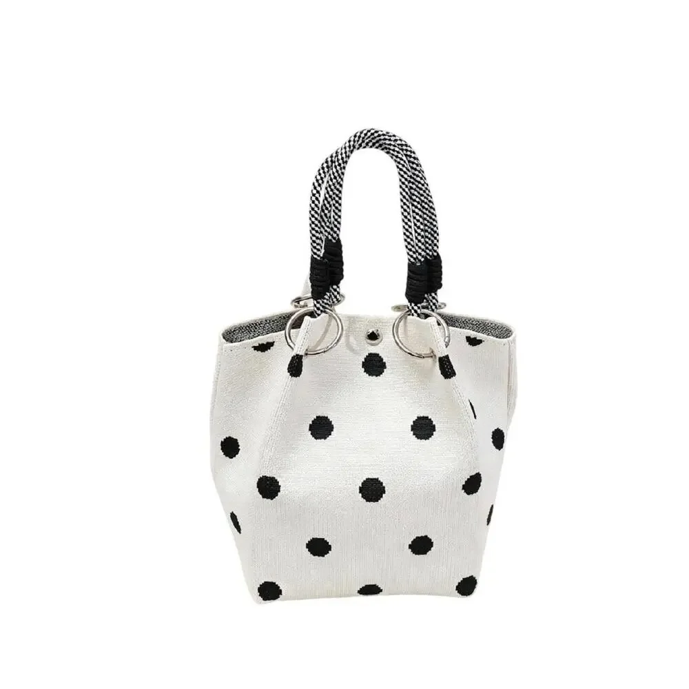 GEOMETRIC KNITTED BUCKET TOTE BAG